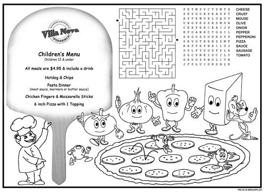 Children's Restaurant Coloring Menus