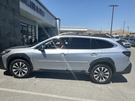 Me getting ready to drive away in my new Subie - she's so pretty!