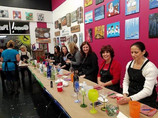 Wine bottle painting class