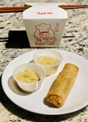 Some of the best fried rice I've had & an eggroll with house spicy mustard and sweet/ sour sauce