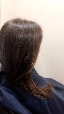 Silky Smooth blowout after a soothing conditioning scalp treatment