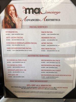 Prices and services