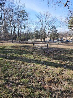 The top of a nice, fenced-in dog park.