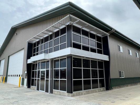 Storefronts system with sunshade