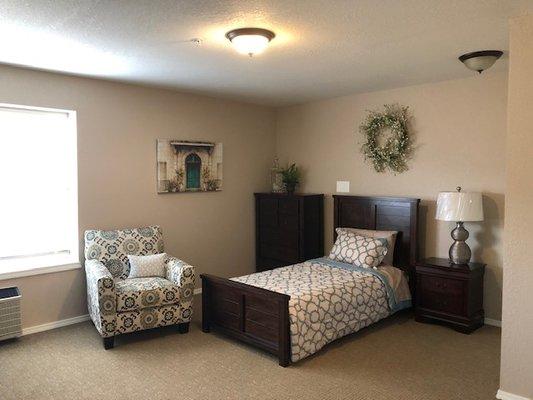 The Gables Assisted Living and Memory care studio apartment.