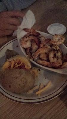 Lemon pepper grilled shrimp and baked potato