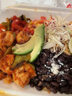 Shrimp fajita bowl