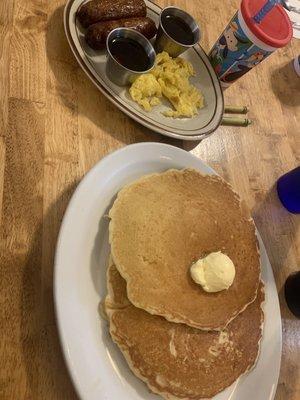 Pancake breakfast with sausage