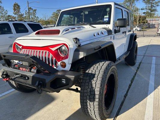 grill painted, new front bumper, new tires and fenders