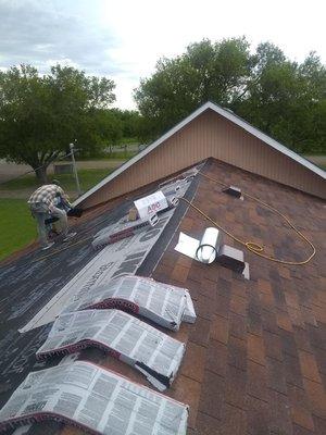 Roof replacement in progress