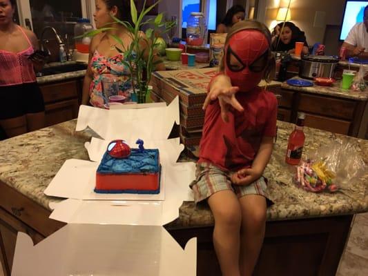 My 3 year olds birthday party & awesome Ice cream Spider-Man cake! He loved it!