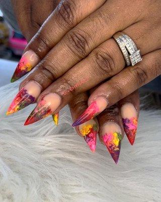 Follow@rossvegasnailz For these colorful stiletto's