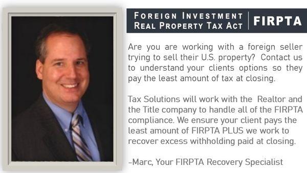 Got FIRPTA? We don't stop working until you have your refund! Call now or visit our website today!