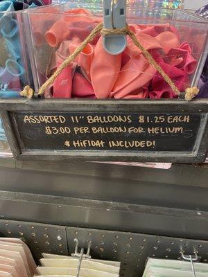 Prices for balloons (1/2023)