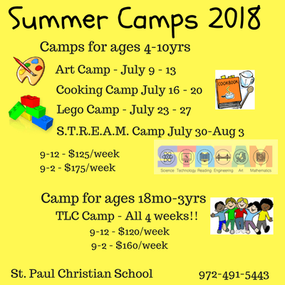 Our Summer Camp options for 2018