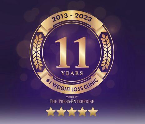 Thank you for voting us the #1 weight loss clinic in the Inland Empire 11 years in Row!