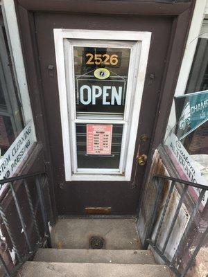 The front door of John Di Pietro's shop.