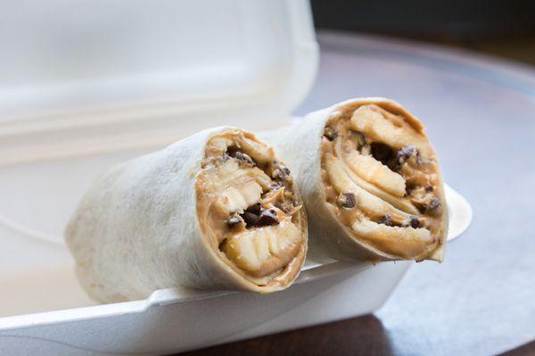 Peanut butter chocolate chip banana wrap