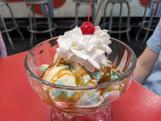 Birthday cake ice-cream sundae