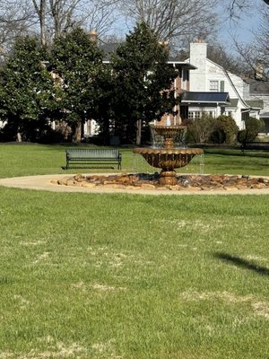 One fountain and one bench!