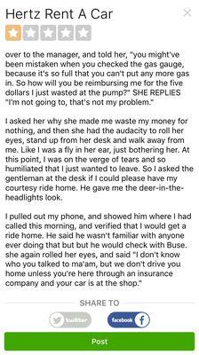 Hertz on Virginia Beach Blvd. and their Manager Buse did not realize what a gigantic mistake they made by humiliating me this morning.