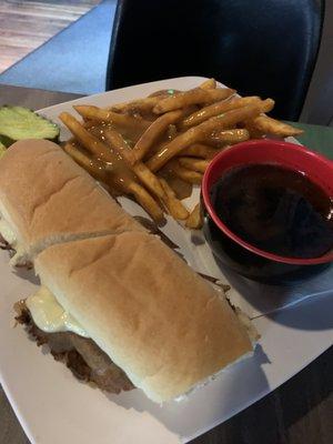 French dip with fries with gravy