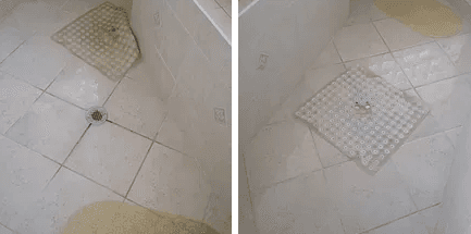 Shower floor before and after