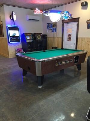 Come on in and play a game of pool and listen to your favorite tunes