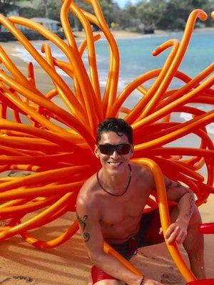 Balloon costume in Hawaii's famous beach