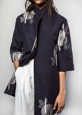 Dorothy Jacket in Silk Ikat with Chrysanthemum Pattern