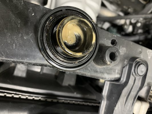 Oil cap on a new car