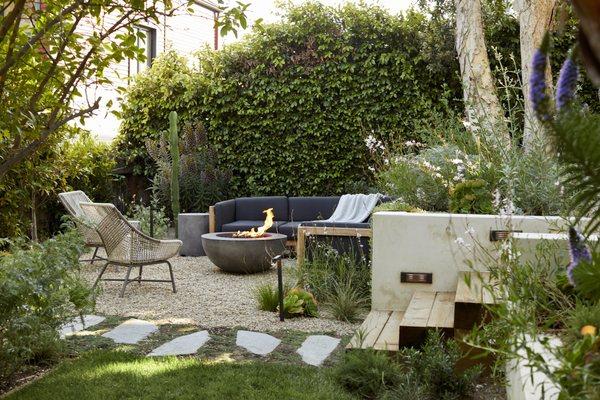 Backyard shot of this renovation in Santa Monica - new retaining walls and landscaping.