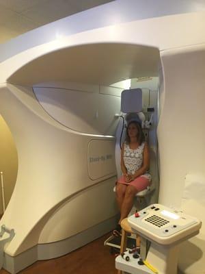 Very open, non-constricting MRI and was able to sit up the whole time.