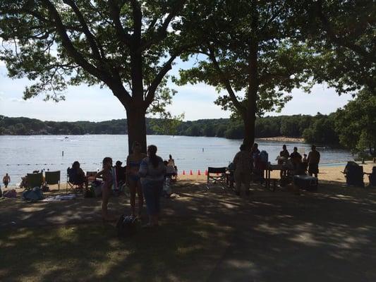 Big trees provide nice shade from the sun. Group was having a birthday party this day.