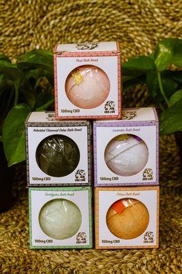 100mg of CBD Bath Bombs, available in 5 scents.