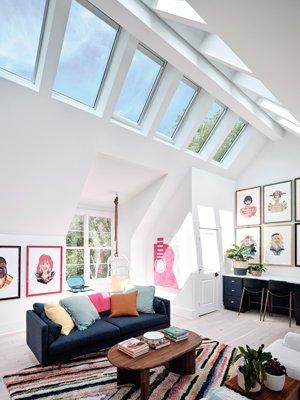 A bank of skylights to brighten the room beyond compare.