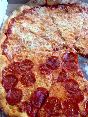 Large pizza half pepperoni/half onion