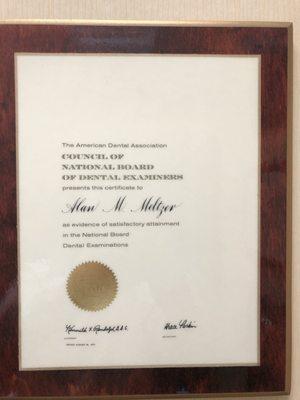 Dentistry Certificate - American Dental Association Council of National Board of Dental Examiners