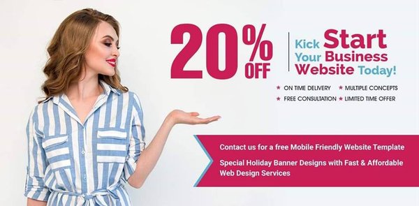 20% Start Project Contact us for a #Free Mobile Friendly #WebsiteTemplate Special Holiday #BannerDesign with Fast and Affordable #WebDesign