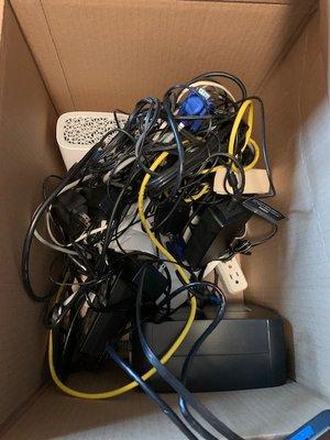 This was their answer to packing all the cords to every computer, stereo etc in the house!