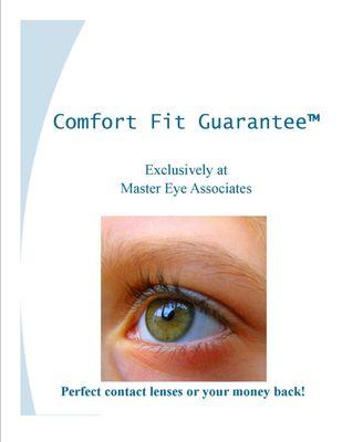 Contact lens comfort fit guarantee only at Master Eye!