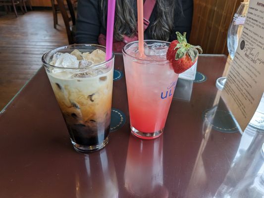 Thai iced coffee and Lychee drink