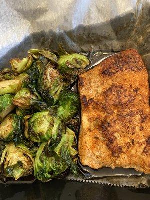 Blacked salmon & Brussel sprouts.