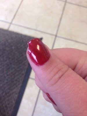 So upset I got my nails done this morning and already had one break! Not enough acrylic on it. I love this salon though