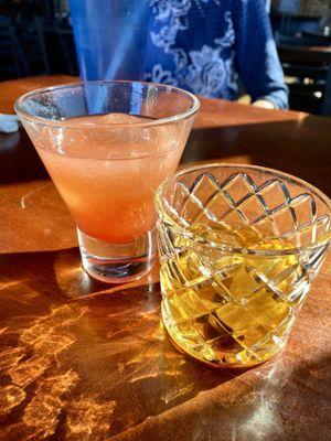 Drinks, strawberry margarita and old fashioned