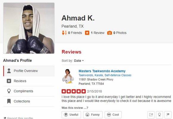 Yelp review from Ahmad K