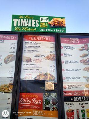 Drive thru menu.