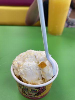 Queso ice cream (one scoop) and agua mango