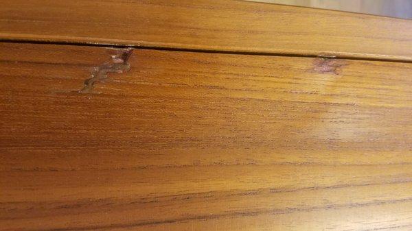 Previous wood repairs on top.  Not mentioned in listing