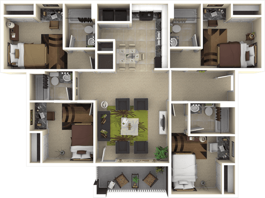 Private bedroom bathroom suites. Fully equipped kitchen including microwave, full size washer/ Dryer and fully size pantry